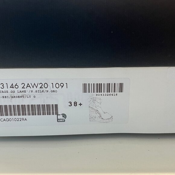 GUCCI SHOES HERITAGE PILAR LAME SILVER GG PLATFORM ESPADRILLE WEDGES 38.5 US 8 - Picture 3 of 16